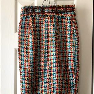 Rainbow Tweed Pencil Skirt Vintage Material